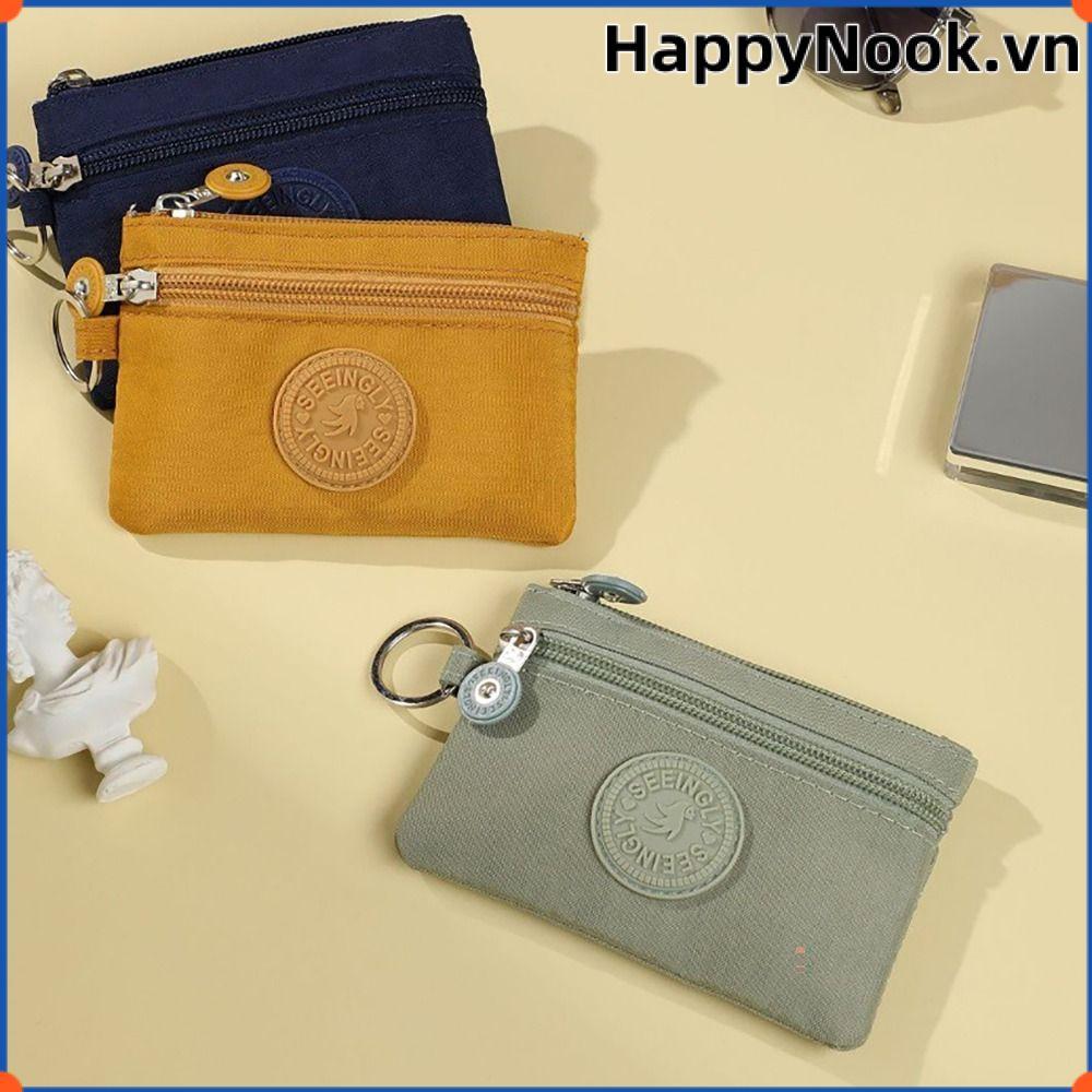 HAPPYNOOK Thẻ tín dụng Holoder, Canvas có vòng chìa khóa Ví đựng tiền xu, Ví chống nước cầm tay Túi đựng tiền nam nữ