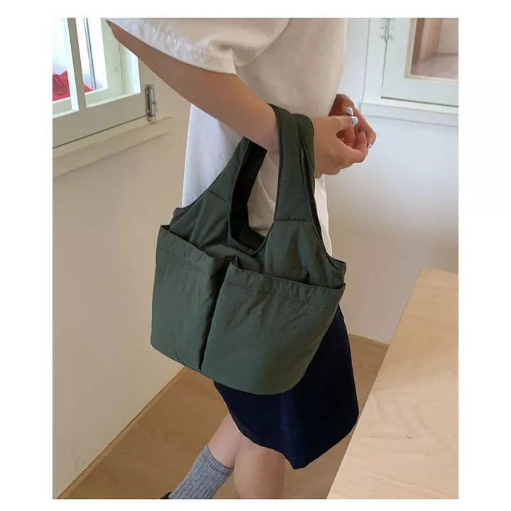 Túi tote Túi xách Túi mua sắm Túi xách công nhân văn phòng Tay cầm bằng vải Nylon thông thường Túi xách phong cách Nhật Bản Túi tote cầm tay Túi xách mẹ nhiều l – 4