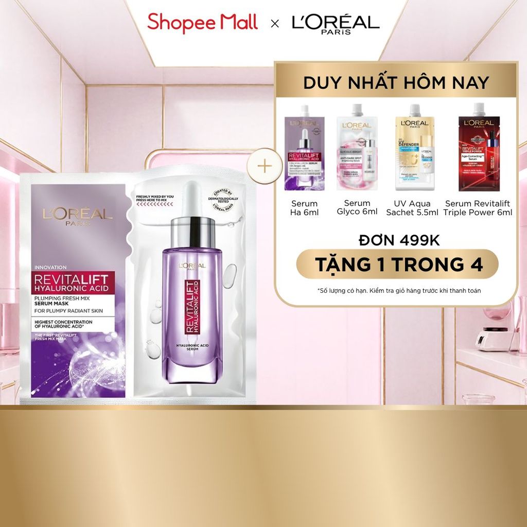 Mặt nạ kết hợp serum căng mịn Revitalift Fresh Mix Plumping Serum L'Oreal Paris 33g