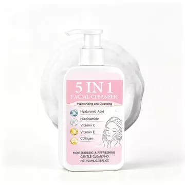 Sữa rửa mặt tạo bọt dưỡng ẩm 5 trong 1, Collagen rửa mặt chống lão hóa | Axit Hyaluronic, Sữa Rửa Mặt Nhẹ Nhàng Hàn Quốc Cho Da Khô & Nhạy Cảm, Sữa Rửa Mặt Hàng Ngày Dưỡng Ẩm, Thuần Chay & Tàn Ác