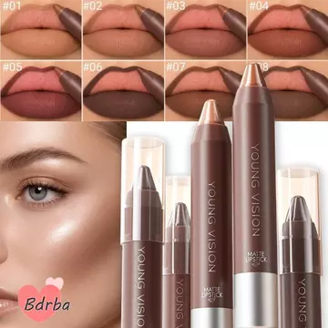 Bút chì viền môi BDRBA, Bút chì lót môi mờ lâu trôi không thấm nước, Cốc chống dính nhung mềm tông màu sô cô la Bút son môi mỹ phẩm