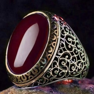 Hàng Mới Về Bạc 925 Tổng Hợp Nhẫn Ruby Xanh Vàng Tổng Hợp Ruby Sang Trọng Trang Sức Vintage Signet Nhẫn Dành Cho Nam Đính Hôn Kỷ Niệm Nhẫn