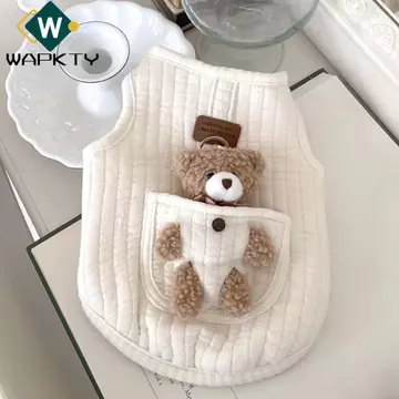 WAPKTY Quần áo cho chó con Áo vest, có áo khoác ấm áp Quần áo cho chó cưng gấu dễ thương, Quần áo mèo thời trang dày mùa đông ấm áp Áo vest mèo mùa đông