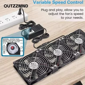 Quạt thông gió làm mát QUTZZMND, có bộ điều khiển tốc độ Quạt xả đa chức năng hiệu quả cao, Bộ định tuyến quạt làm mát tốc độ cao lưu thông không khí chất lượng