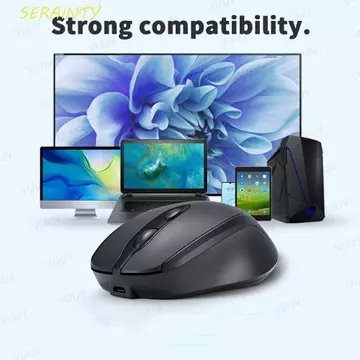 Chuột không dây SERAINTY Macaron, Chuột không dây công thái học có thể sạc lại 2.4Ghz + BT5.0, Chuột chơi game tiện lợi 1600DPI Tuổi thọ pin dài Chuột không dây Morandi Phụ kiện má
