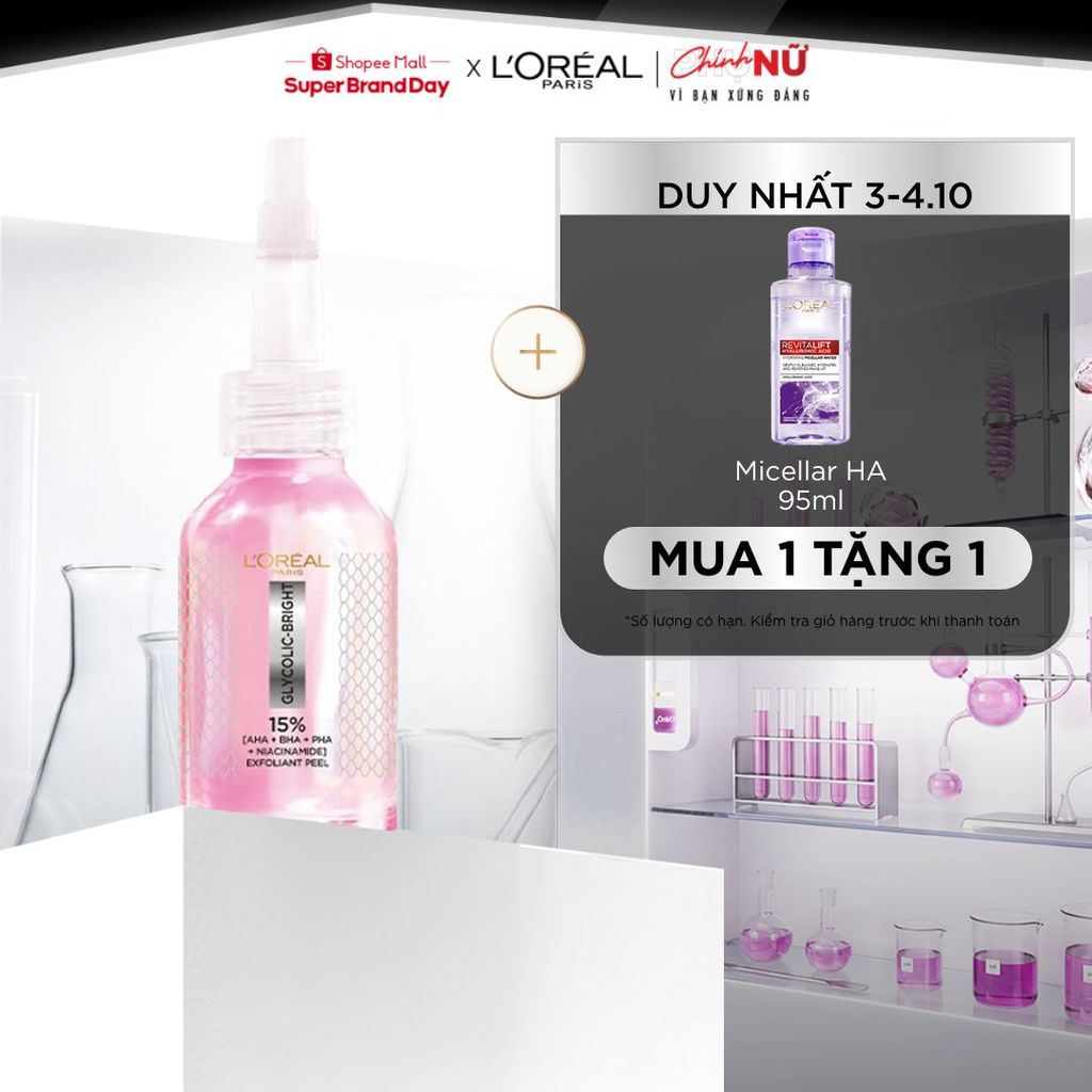 Dưỡng chất làm sạch tế bào da chết Glycolic-bright Anti-dark Spot Exfoliant Peel L’oréal Paris 25ml