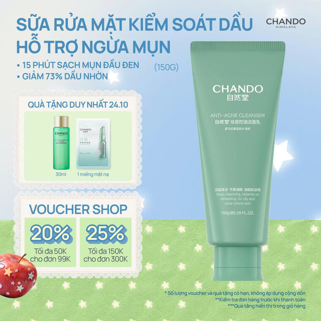 Sữa Rửa Mặt Kiểm Soát Dầu & Hỗ Trợ Ngừa Mụn CHANDO Himalaya 150g