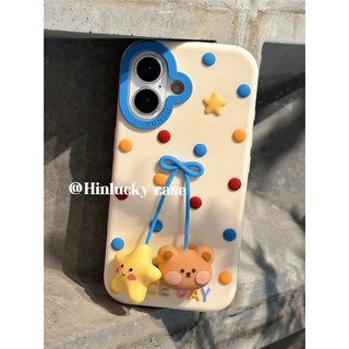 Ốp Lưng Silicon Ngôi Sao Gấu Cho iPhone 17ProMax 16ProMax 15ProMax Apple iPhone Case Màu Xanh Vàng Chống Rơi Phong Cách Y2K