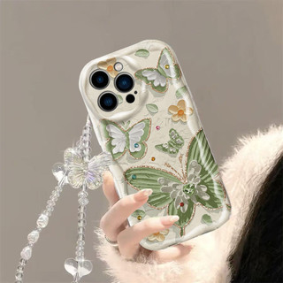 Ốp Điện Thoại Dây Xích Bướm Sơn Dầu Dễ Thương Cho infinix Hot 50 Pro 40 30 30i 40i Play TECNO POVA 7 6 PRO CAMON 30 5G Vỏ Vòng Tay Sóng Bên Silicon Trong Suốt