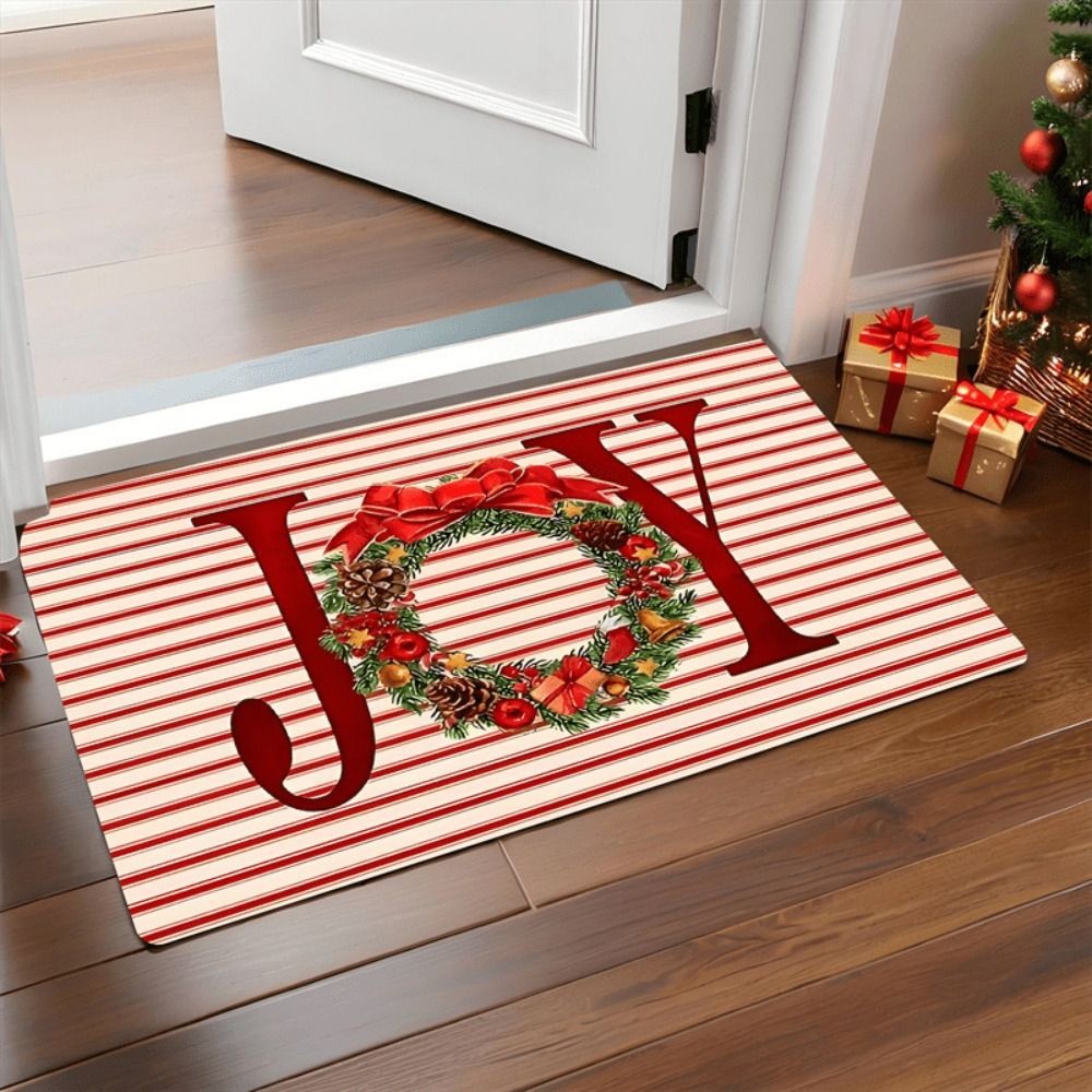 Thảm cửa Giáng sinh MARGREDY, Thảm phòng tắm trang trí Giáng sinh thiết kế ông già Noel, Tấm lót chống trượt thấm nước