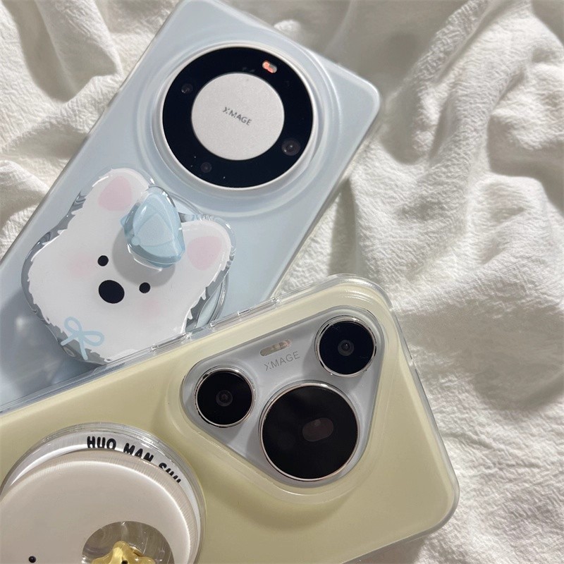 Đa Năng Xoay Hoạt Hình Chó Tròn Từ Giá Đỡ Điện Thoại Có Thể Gập Lại Vòng Grip Co Giãn Để Bàn