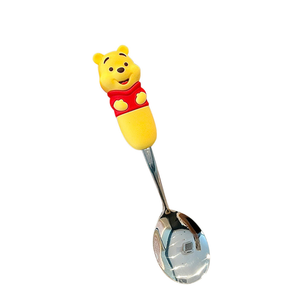 Disney Disney Silicone Đầu Thìa Nĩa Inox Trẻ Em Thìa Nĩa Trái Cây Nĩa Ăn Thìa 25.10.14