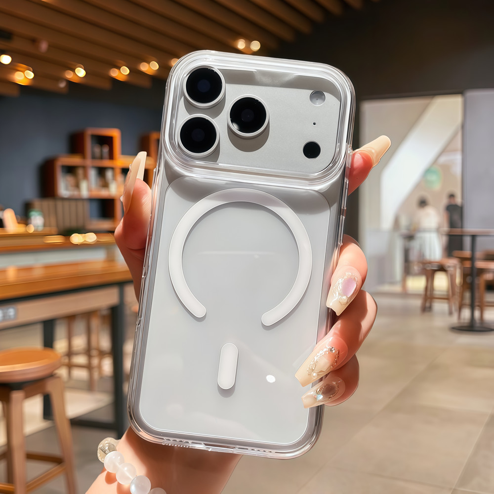 Ốp điện thoại từ tính màu trong suốt cao cho IPhone 17 Pro Max 12 13 14 15 16 Pro Max Bảo vệ ống kính chống rơi Vỏ cứng Vỏ bảo vệ điện thoại