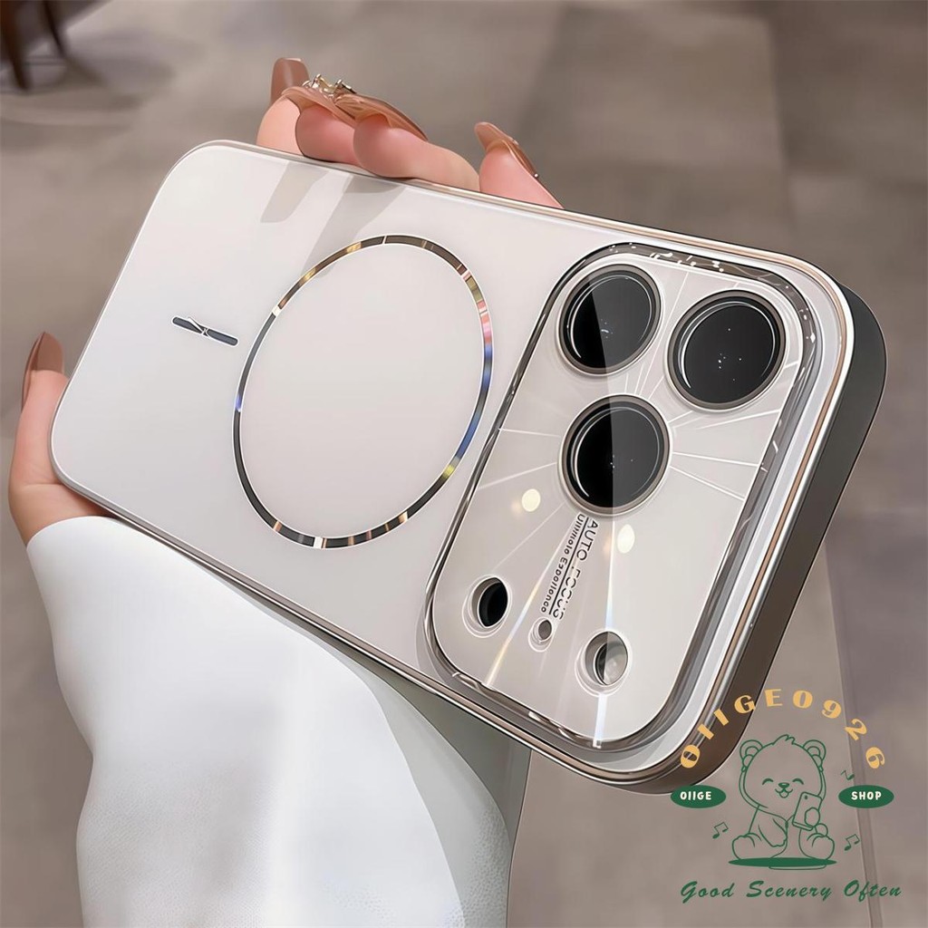 【 Ốp lưng iPhone17 】 Vỏ điện thoại từ tính mờ laser AG mạ cam iphone17 Pro Max 16 15 14 13 12 cho vỏ iPhone Vỏ mềm silicon TPU chống sốc