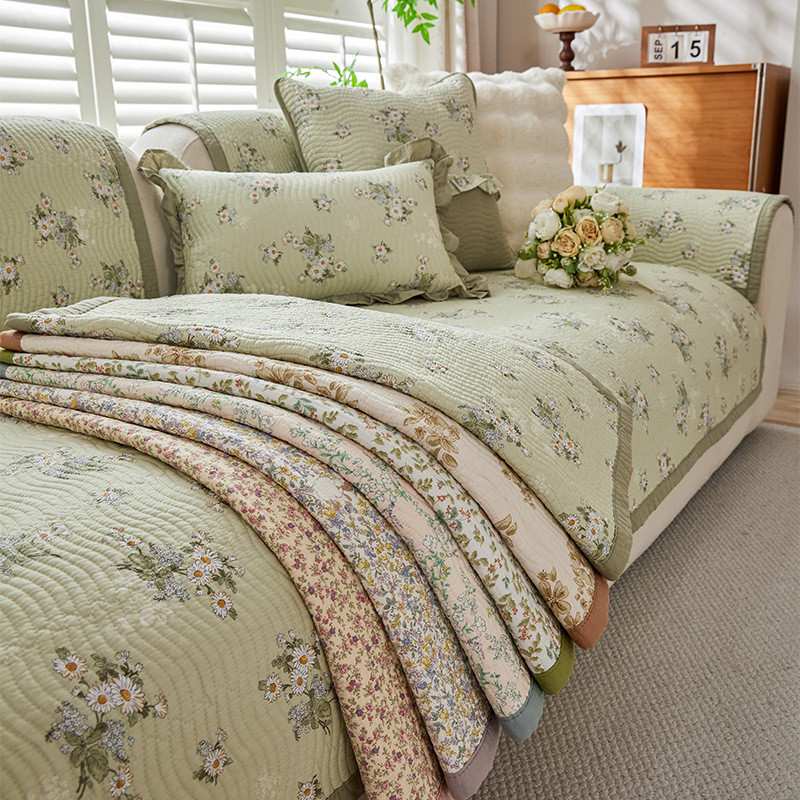 Vải Cotton Nguyên Chất Đệm Sofa Hình Chữ L Kết Hợp Chống Trơn Trượt Sofa Đệm Cotton Sofa Đệm Bốn Mùa Đa Năng