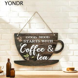 Bảng hiệu quán cà phê YONDR, Tấm cửa cốc cà phê bằng gỗ cổ điển, Logo nhà bếp Tinh tế Retro Sáng tạo cửa mặt dây chuyền nền chống đỡ