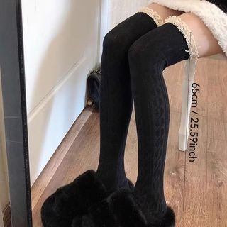 Tất NICOLOO Gothic, Tất Dài Chất Liệu Cotton Tất Đầu Gối, Ren Gợi Cảm Ấm Áp JK Quần Nữ Bé Gái