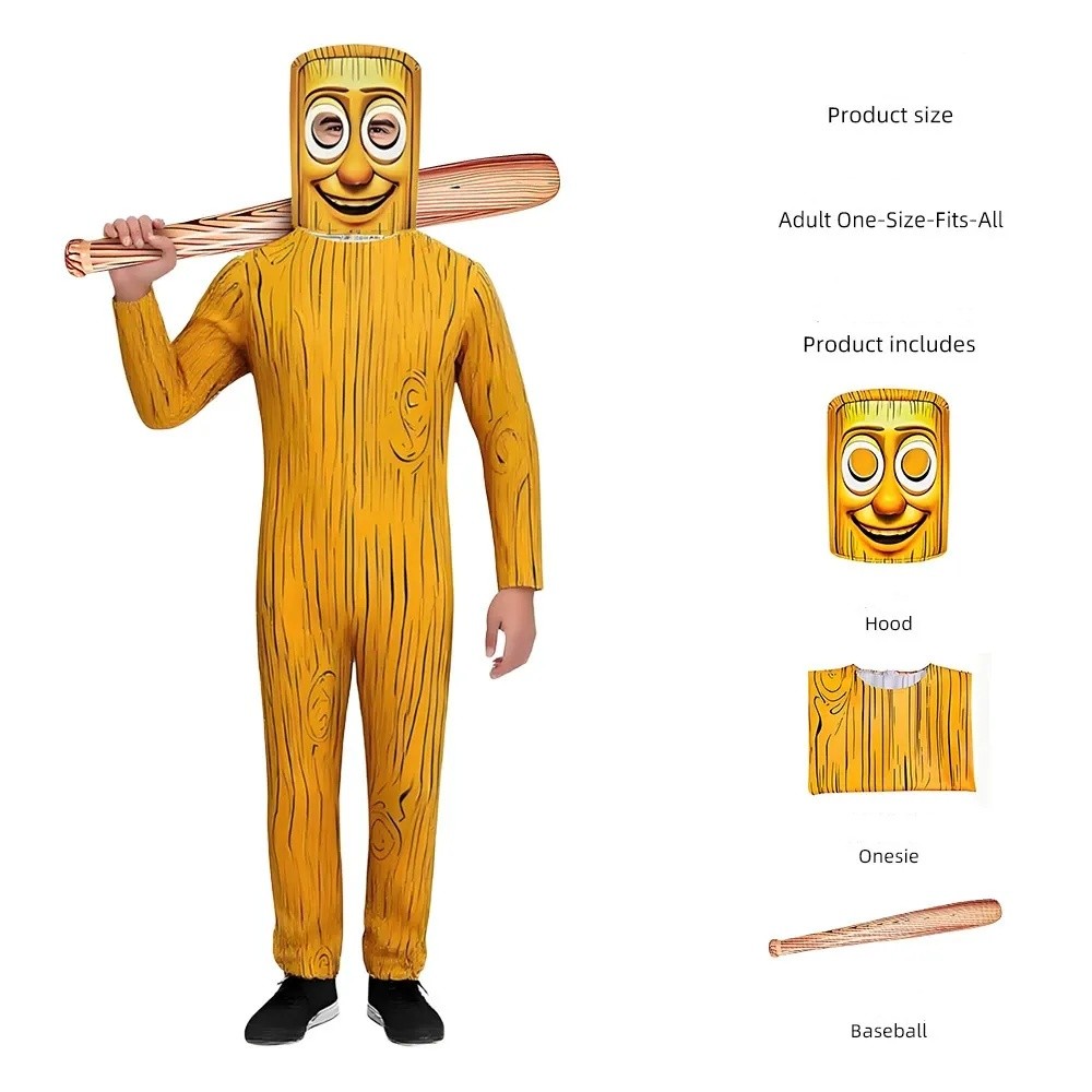 Bộ cosplay Brainrot Tung Tung Sahur vàng, phù hợp cho lễ hội Halloween