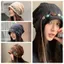 Mũ Baggy IAPPORTUNIA, Mũ xếp chồng lên nhau chu vi đầu lớn, Vintage Giữ ấm bằng vải Polyester phong cách Bohemian Beanies Cap dành cho nữ và bé gái
