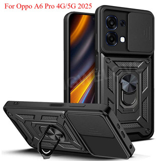Ốp Điện Thoại Cho Oppo A6 Pro A6X A6T A6t A6s A6T Pro5G 4G 2025 Kim Loại Thời Trang Giáp Vòng Giá Đỡ Đẩy Kéo Camera Vỏ Bảo Vệ Chống Sốc Vỏ Cứng