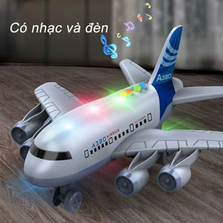 【BabyJoy】Đồ chơi máy bay Airbus A380 chạy đà,Mô Hình Đồ Chơi Máy Bay Cỡ Cho Trẻ,có nhạc và đèn,tặng kèm 8 xe hợp kim