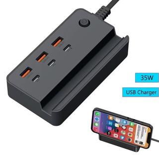 Trạm Sạc USB Đa Cổng Với 3 USB 35w Sạc Nhanh Trung Tâm Sạc Cho Điện Thoại Di Động Máy Tính Bảng Laptop Máy Tính Để Bàn
