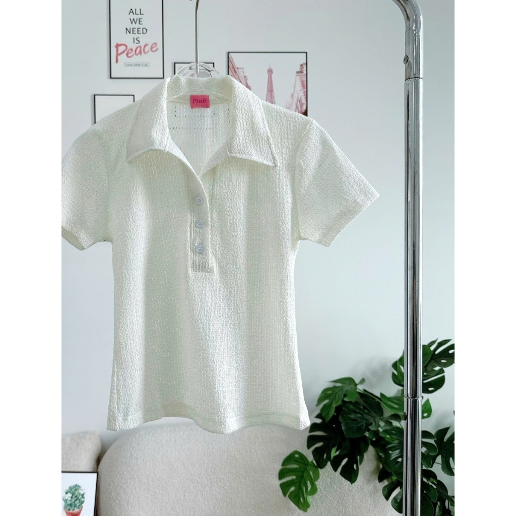 Áo Thun Nữ Tay Ngắn Kiểu Cổ Bẻ  Phong Cách Basic A51230