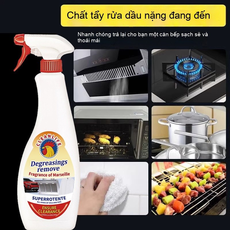 Tường Gạch Ốp,Mặt Bếp,1 chai, Bồn Rửa Hiệu Quả，Xịt Tẩy Mỡ Đa Năng CLEANLIFE, Làm Sạch Máy Hút Mùi