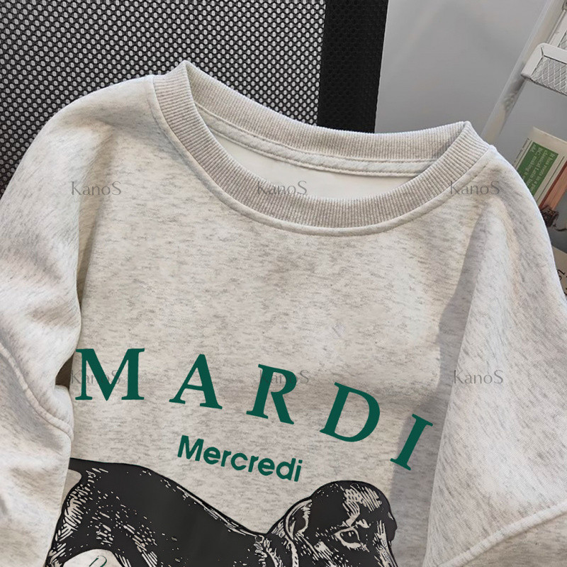 Kanos_shop | áo mùa đông nữ, Hàn quốc cổ điển đa năng Sausage dog print áo tay dài áo thể thao