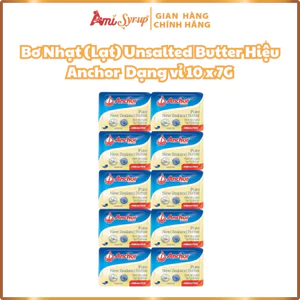 Bơ Nhạt Bơ Lạt Unsalted Butter Hiệu Anchor Dạng vỉ 10 x 7G, Dùng Trong Nấu Ăn