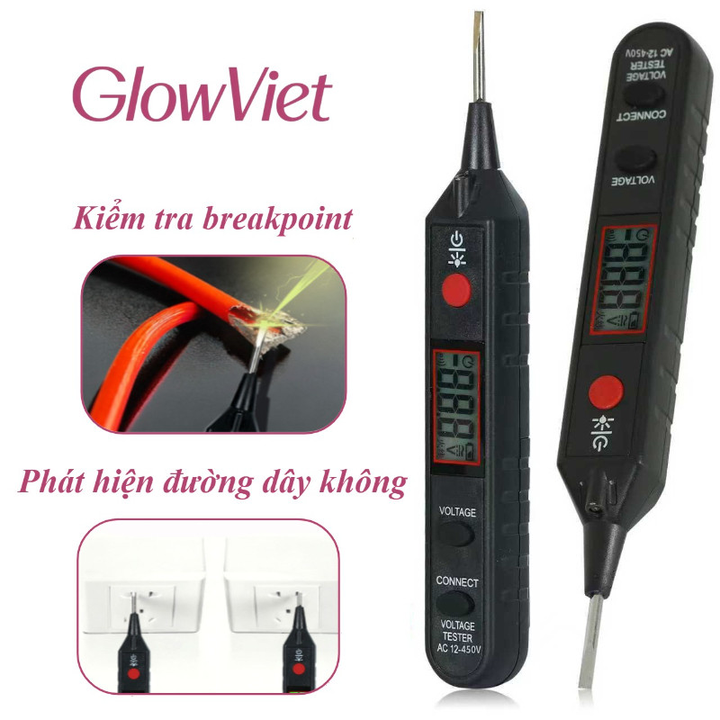 Bút Thử Điện Thông Minh Màn Hình LCD, Đo Điện Áp AC 12-450V, Phát Hiện Dây Điện Ngầm Không Tiếp Xúc