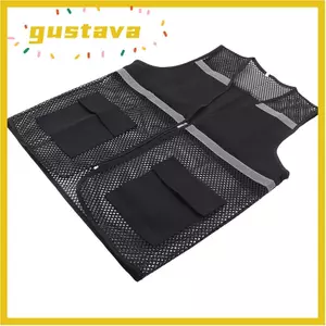 Áo Vest An Toàn GUSTAVA, Áo Vest Đen Có Dải Phản Quang, Chạy Bộ Spandex Có Dây Kéo Vải Thoáng Khí Lưới Vest Xây Dựng Đường Sắt Công Nhân Tàu Điện Ngầm