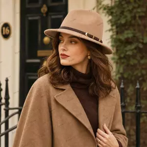 Mũ Fedora nỉ PYCOU, Mũ Panama phong cách cổ điển, Thời trang mềm mại có khóa thắt lưng Mũ Jazz đơn giản dành cho nam nữ