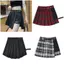 Pealike Xếp Ly Mini Váy Punk Gothic Nửa Váy Bất Đối Xứng Eo Plaids Xếp Ly Váy Chữ A Có Quần Short Dạo Phố
