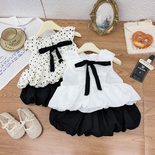 10-27kg Set áo nơ đen mix chân váy bí TM