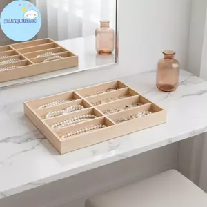 Pufangbliss 8 Lưới Gỗ Khay Trang Sức Nhiều Lưới Sắp Xếp Lưu Trữ Hộp Trưng Bày Cho Bông Tai Vòng Tay Nelace Phù Hợp Với Tủ Quần Áo Bàn VN