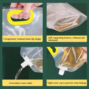 GCDHome 1Pc 1 / 1.5 / 2.5 / 5 / 10L Túi Uống Trong Suốt Có Thể Tái Sử Dụng Đồ Uống Bình Đựng Rượu Túi Nhựa Túi Đựng Rượu Cho Bia Đồ Uống Hạng Nặng HOT