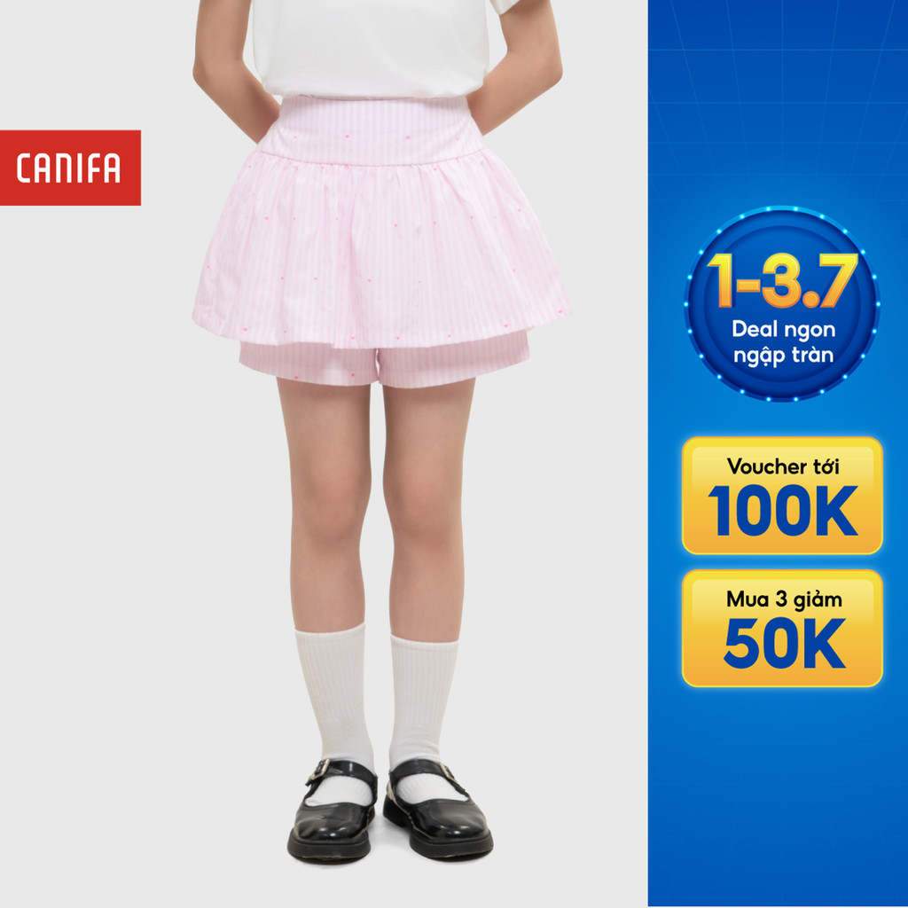 Quần váy bé gái CANIFA dáng xòe họa tiết kẻ chấm bi 1BS26C002