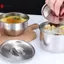 Bát cơm bằng thép không gỉ có nắp Bát súp Bát cơm hấp chống bỏng cho trẻ em Bát nhỏ Ẩm thực Hàn Quốc Dụng cụ nhà bếp VN