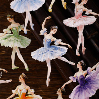 ENWEI 10 Chiếc [Loạt Truyện Ba Lê] Đào Hồng Dance Shadow Lime Grace Hình Tạp Chí Nhãn Dán Trang Trí Người Lập Kế Hoạch Văn Phòng Phẩm
