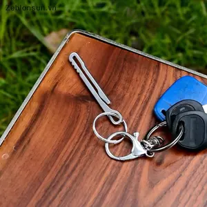 # HB # Ví dụng cụ bằng thép không gỉ Móc khóa đa chức năng Carabiner Kẹp tiền cần thiết Phụ kiện cắm trại ngoài trời.