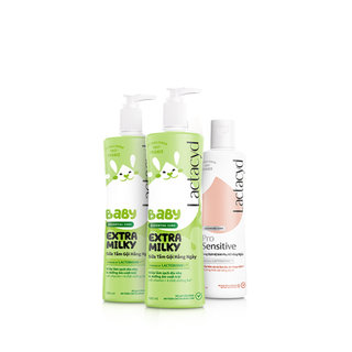 Bộ 2 Sữa Tắm Gội Trẻ Em Lactacyd Baby Extra Milky 500ml + 1 Dung Dịch Vệ Sinh Pro Sensitive 250ml