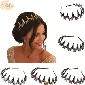 Băng đô pha lê NKSFX, lấp lánh với kẹp chống trượt Băng đô kẹp bướm, Dây đeo đầu gợn sóng lấp lánh bạc thời trang dành cho nữ