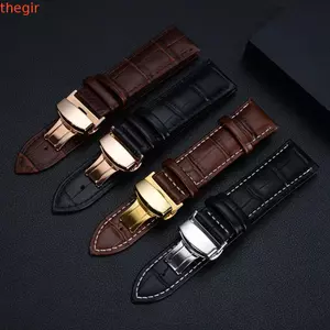 Dây đeo đồng hồ bằng da bò nguyên hạt THEGIRL8B, Dây đồng hồ thay thế 19mm 20mm 21mm 22mm có hộp quà tặng, Dây đeo đồng hồ khóa triển khai bướm có thể điều chỉnh họa tiết cá sấu
