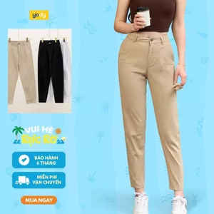 Quần kaki dài nữ YODY lưng cao chất co giãn thoáng khí phù hợp đi chơi công sở QJN3072