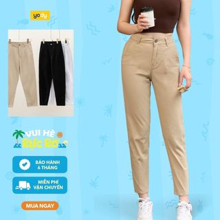 Quần baggy kaki nữ YODY nữ bản lưng cao ống ôm co giãn nhẹ QJN3072