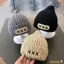 Mũ beanie CHEESELY, Mũ dệt kim màu trơn thêu chữ, Mũ beanie đôi ấm áp cho bé mùa đông