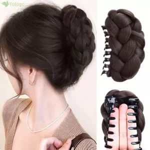 YOLOGO Tóc Bun Móng Vuốt Kẹp, Tổng Hợp Lông Tơ Bun Đầu Tóc Giả, Thời Trang Màu Nâu Tự Nhiên Đen Tóc Giả Kẹp Tóc Phụ Kiện Tóc