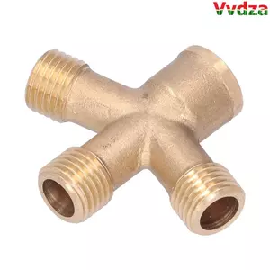 Bộ chia ống VVDZA, Đầu nối chéo ống đồng vàng, Phụ kiện dụng cụ làm vườn Dễ dàng lắp đặt M14 * 1.5mm Sợi 4 chiều Bộ chia ống chéo Làm sạch sân nhà