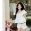 ÁO KIỂU BABYDOLL TRẮNG BÈO HAI LỚP THẮT NƠ XINH XẮN BL84 - Sammi botique - Hieuvy Botique